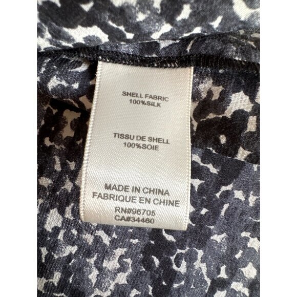 Rebecca Taylor Black Grey 100% Silk V Neck Popover Blouse Size 2 - Picture 6 of 7